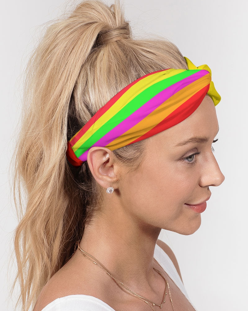 Neon Rainbow Twist Knot Headband Set