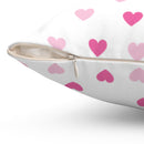 Pink Hearts Spun Polyester Square Pillow-2