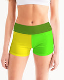 Lemon Lime Ladies Mid-Rise Yoga Shorts-1