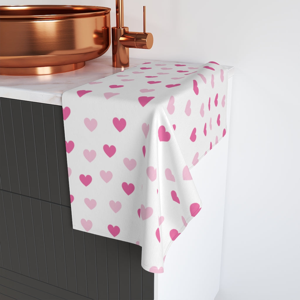 Pink Hearts Hand Towel