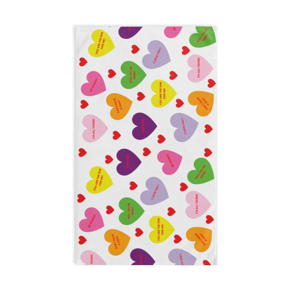 Valentine's Sweet Tart Hearts Hand Towel