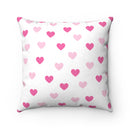 Pink Hearts Faux Suede Square Pillow-1