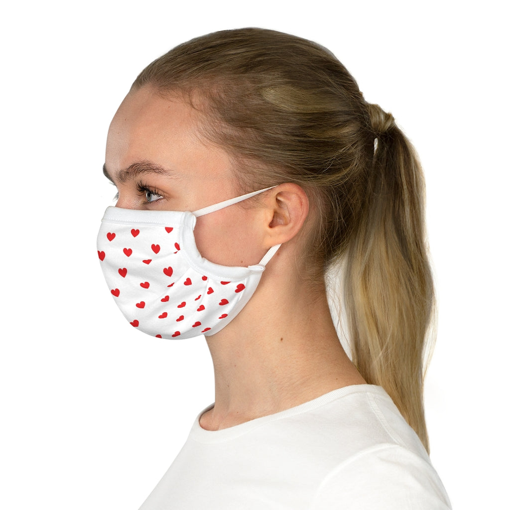 Valentine's Red Hearts White Cotton Face Mask - 0