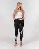 Peach Tulip Ladies Belted Tapered Black Pants-7