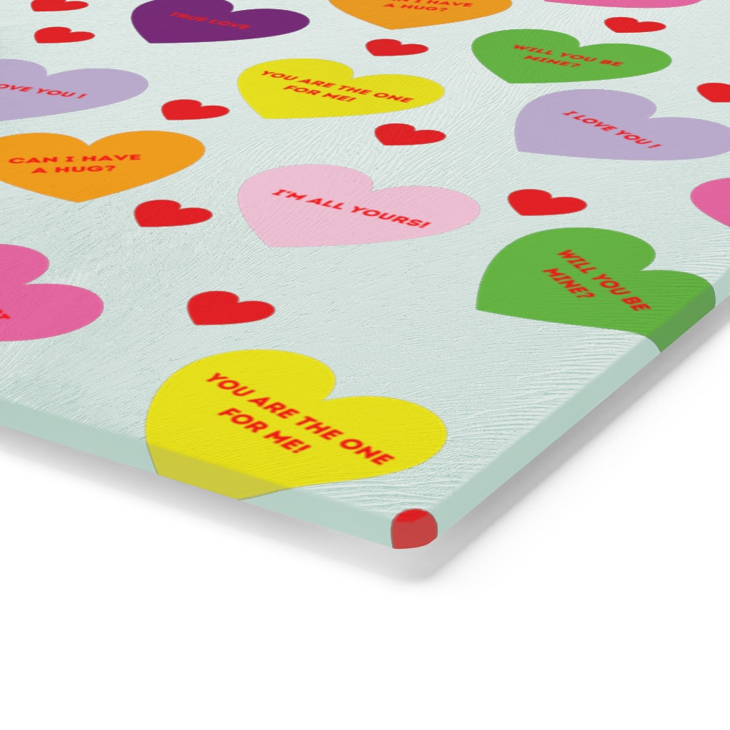 Sweet Tart Hearts Valentine Cutting Board