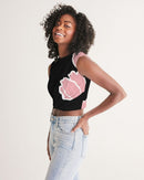 Peach Tulip Ladies Twist-Front Black Tank-2