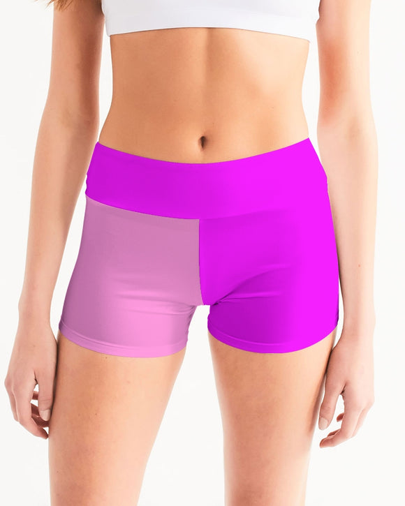 Pink Pink Ladies Mid-Rise Yoga Shorts