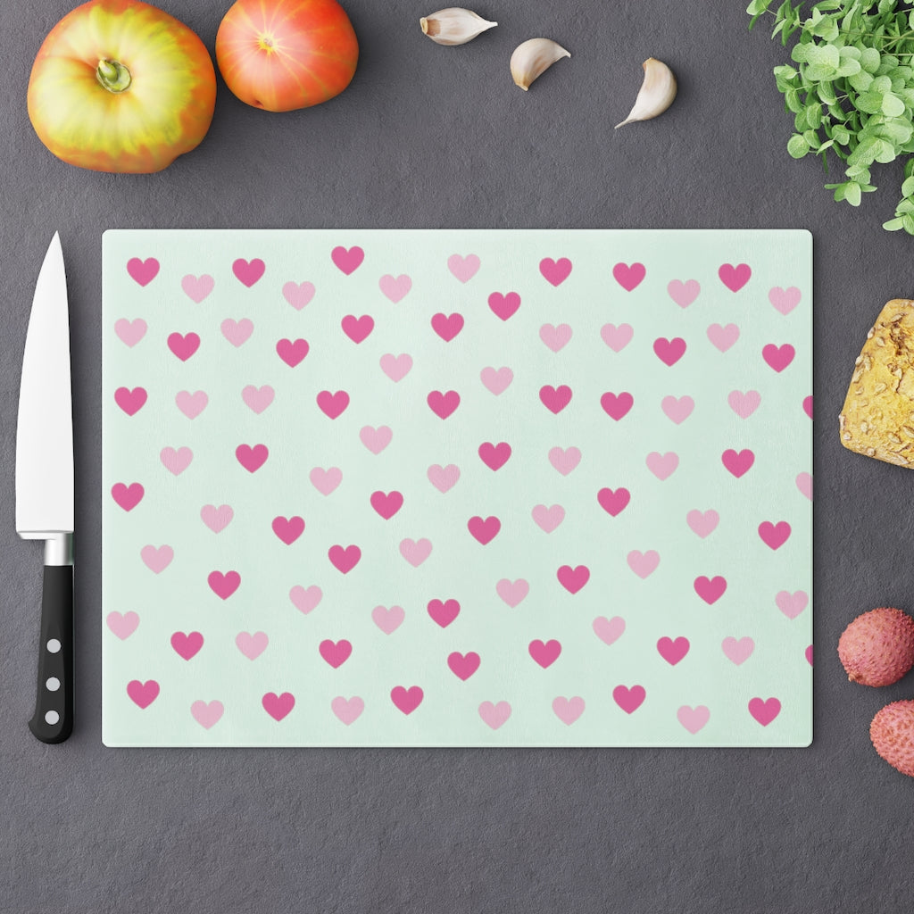 Pink Hearts Cutting Board