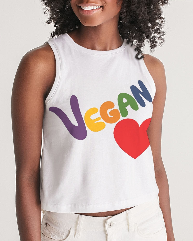 Vegan Heart Ladies Cropped Tank