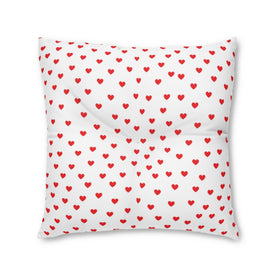 Red Hearts Tufted Square Floor Pillow