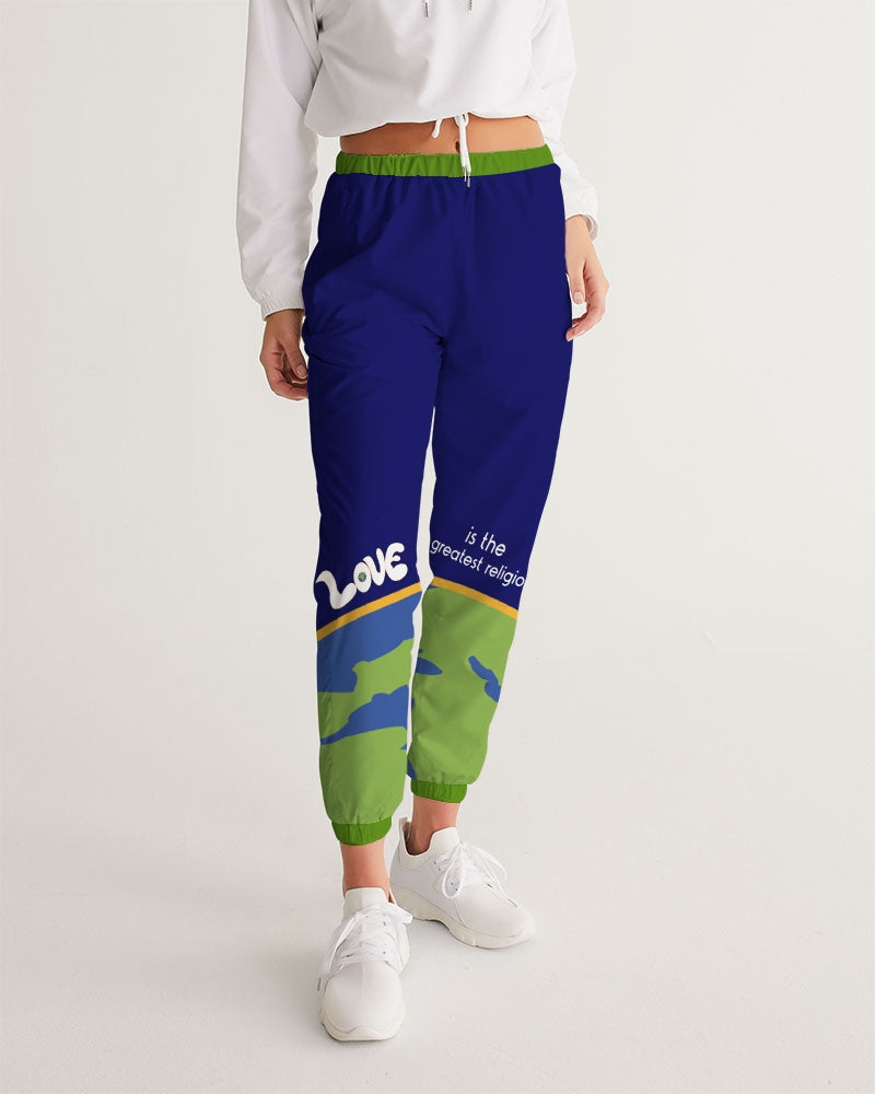 Love Is The Greatest Religion Ladies Blue Track Pants