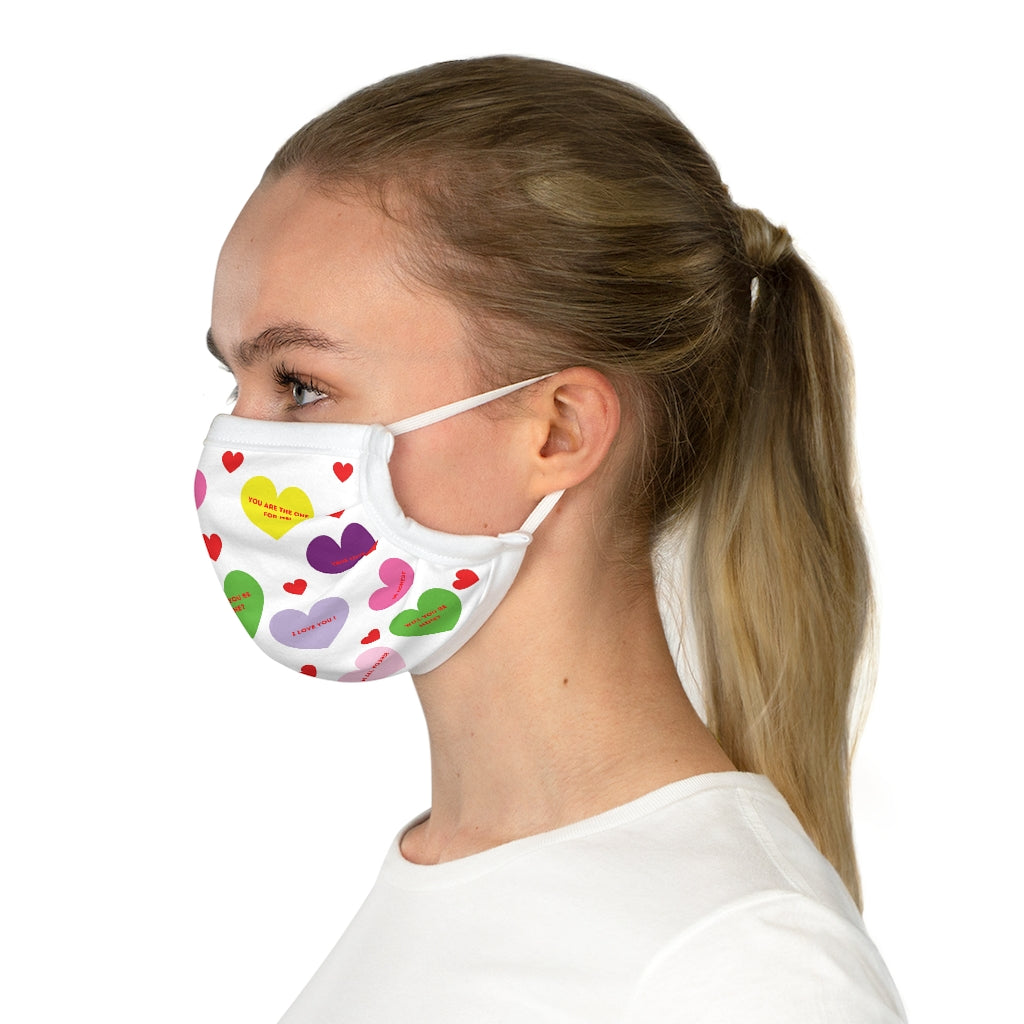 Valentine's Sweet Tart Hearts White Cotton Face Mask