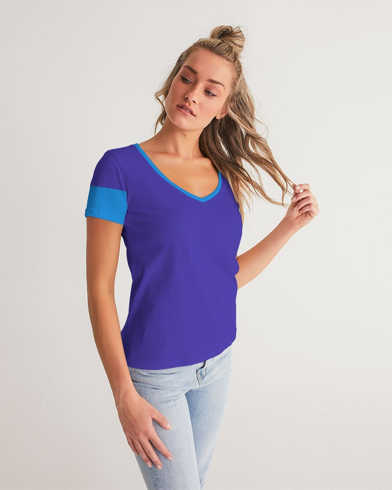 Blue Turqu Ladies V-Neck Tee - 0