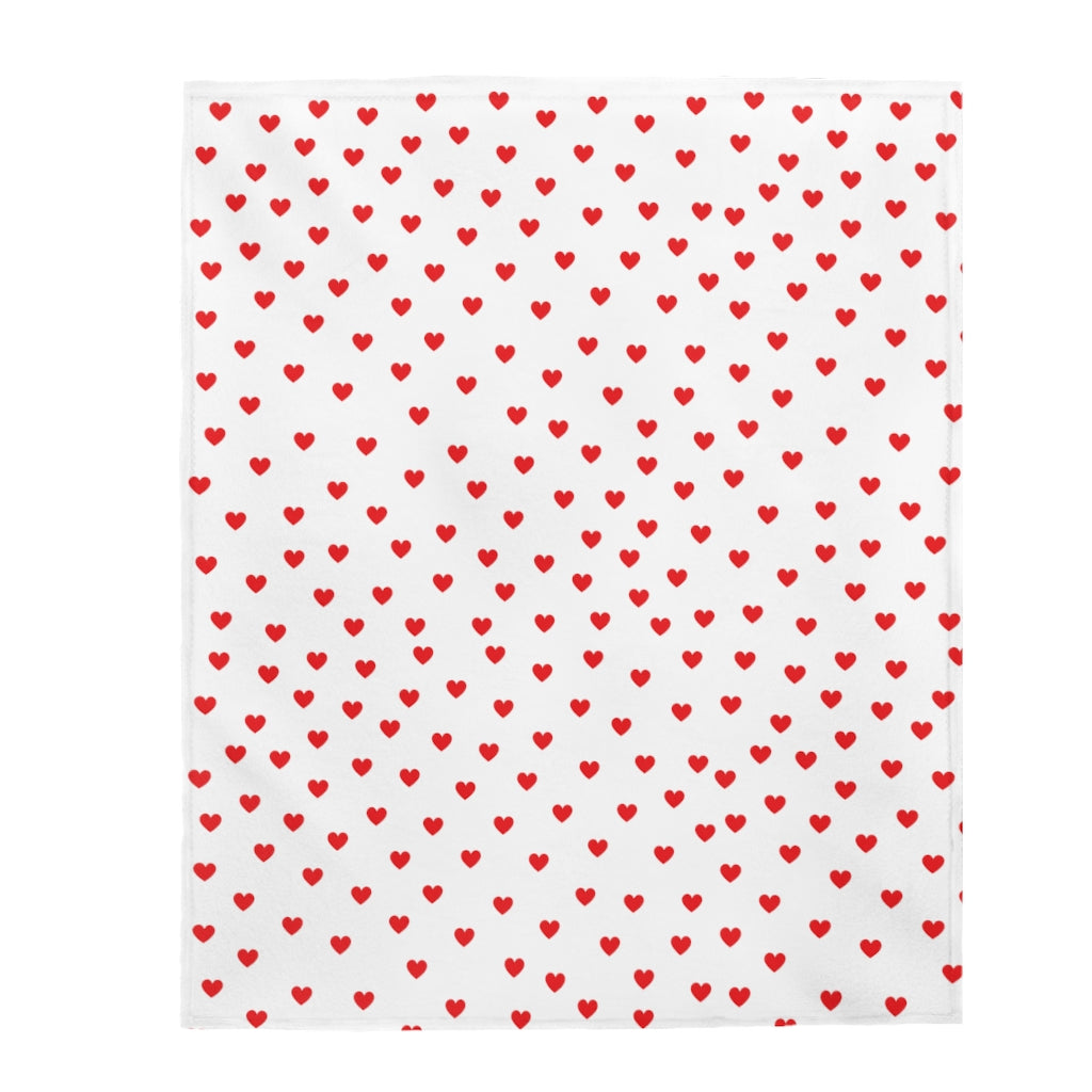 Valentine's Red Hearts Velveteen Plush Blanket - 0