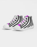 Zebra Hot Pink Girls Hightop Canvas Shoe-1