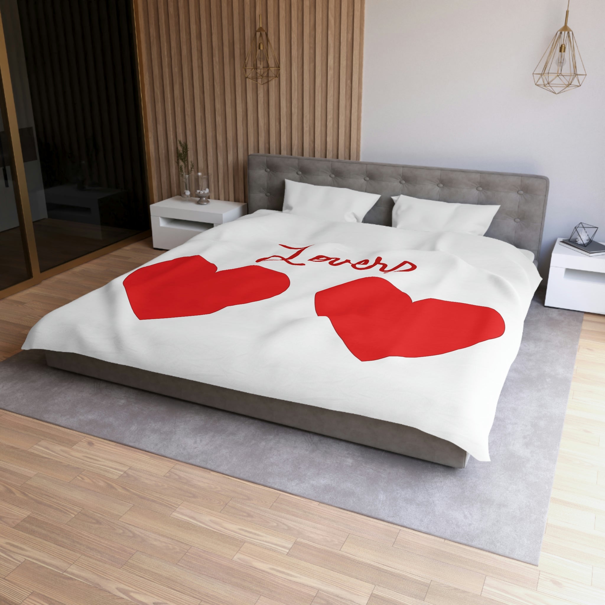 Valentine's Big Red Hearts Lovers Microfiber Duvet Cover