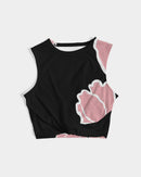 Peach Tulip Ladies Twist-Front Black Tank-7
