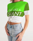 Eat Like A Giant Ladies Twist Front Cropped Tee-5