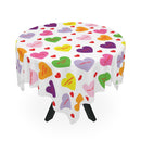 Valentine's Sweet Tart Hearts Table Cloth (red words)-4