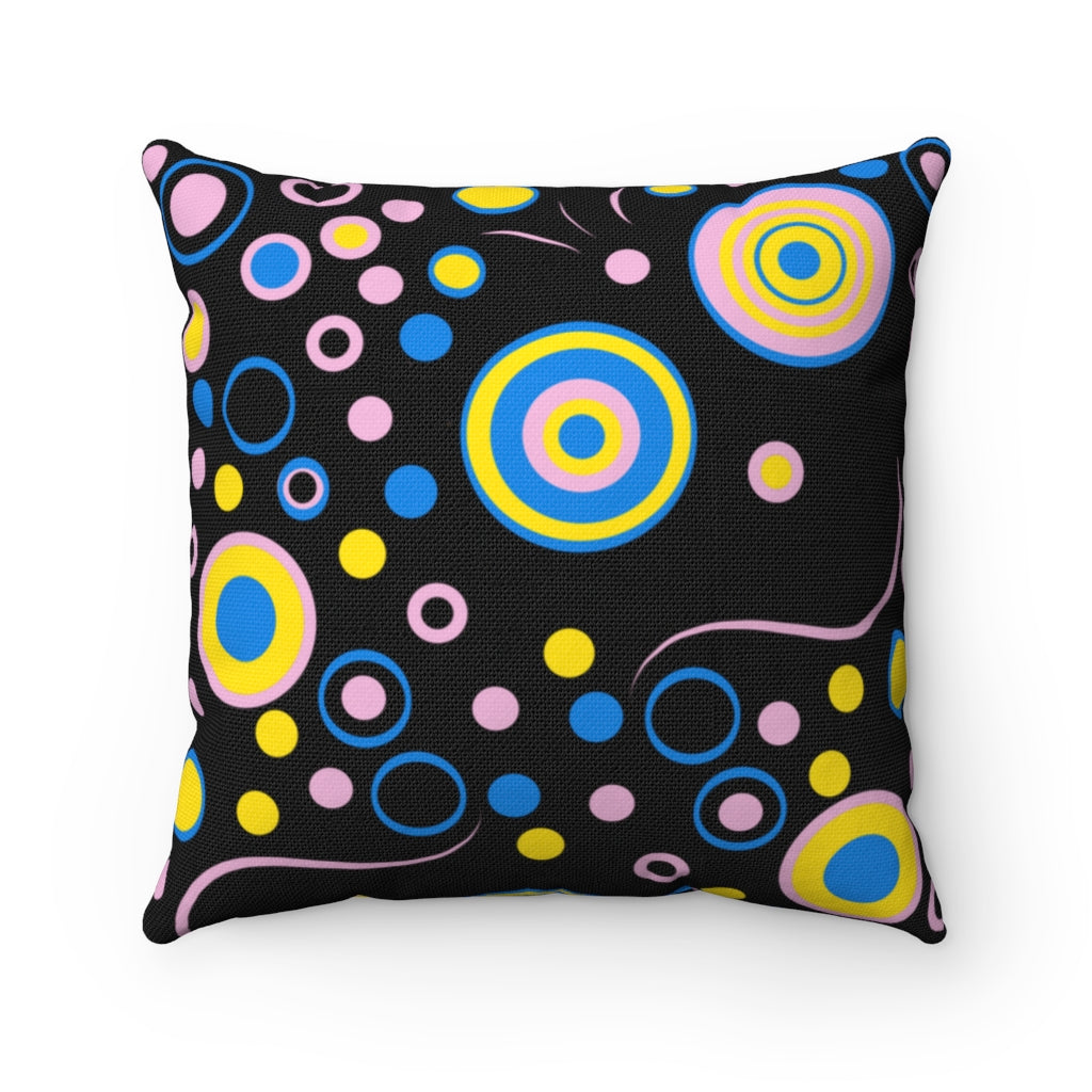 Cutey Pastel Black Spun Polyester Square Pillow