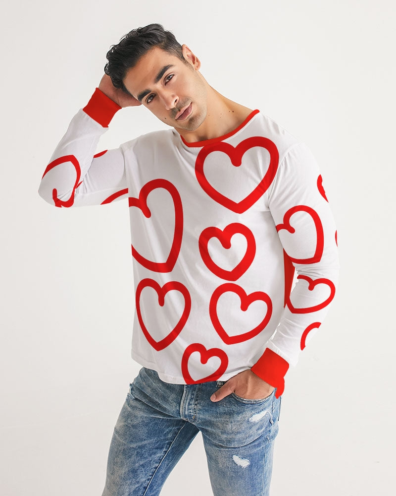 V-DAY Red Hearts Men's Long Sleeve Tee