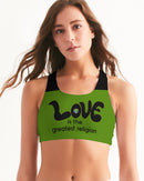 Love Is The Greatest Relgion Seamless Sports Bra (QR CODE ON BACK FOR BRAND SUPPORTERS)-1