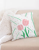 Peach Tulip VIne 20x20 Throw Pillow Case-2