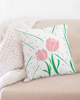 Peach Tulip VIne 20x20 Throw Pillow Case - 0