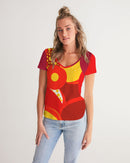 Fire Flower Ladies V-Neck Tee-2