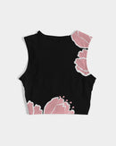Peach Tulip Ladies Twist-Front Black Tank-8