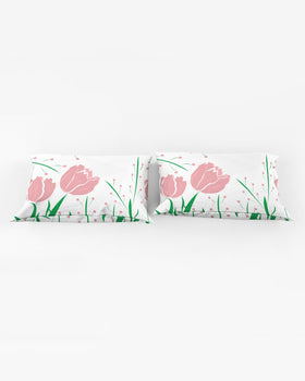 Peach Tulip Vine Queen Pillow Case - 0