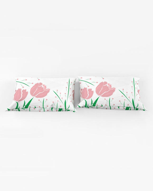 Peach Tulip Vine Queen Pillow Case