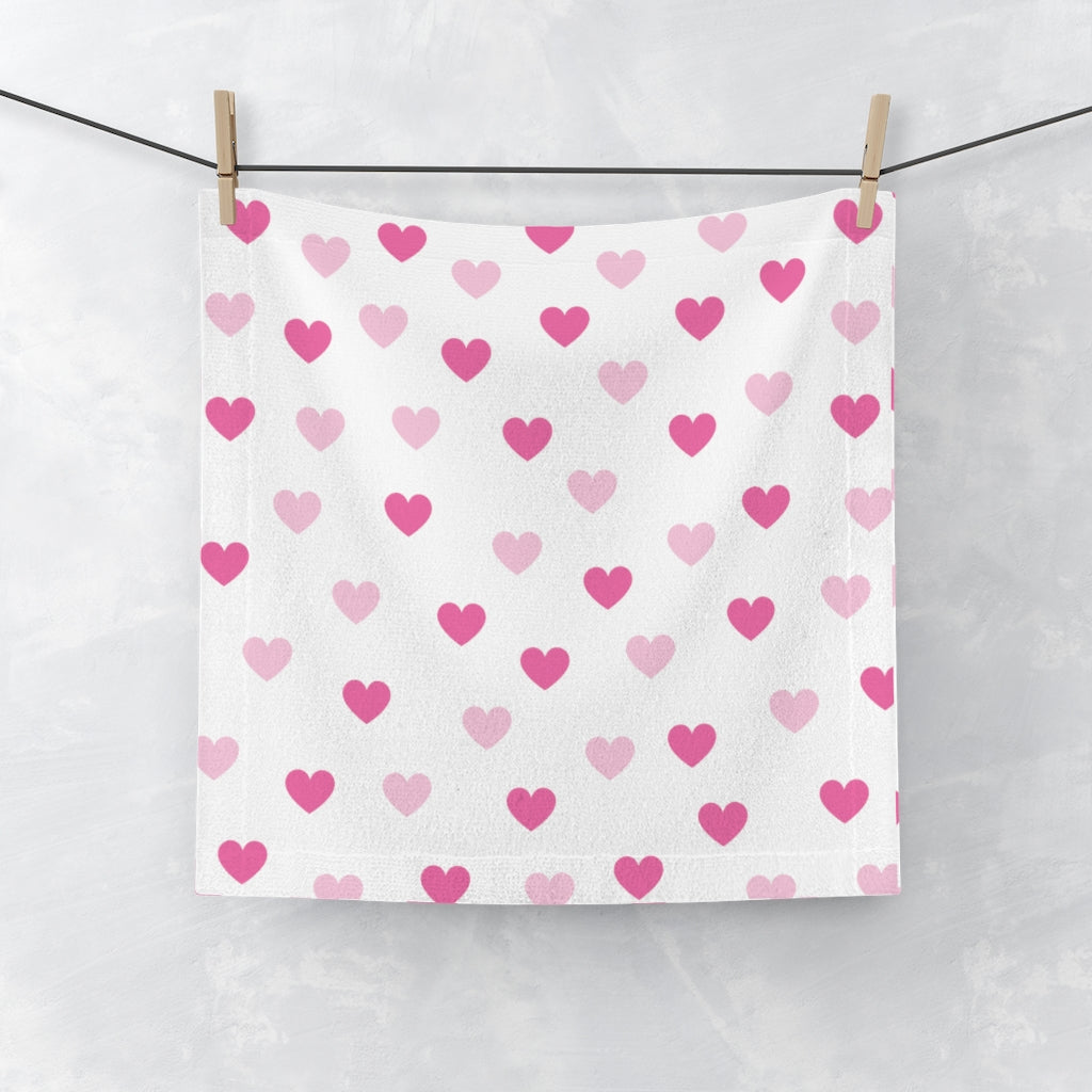 Pink Hearts Face Towel