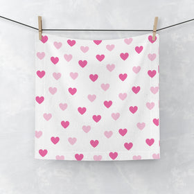Pink Hearts Face Towel - 0