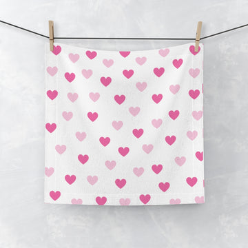Pink Hearts Face Towel - 0