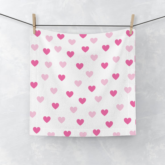 Pink Hearts Face Towel