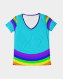 Rainbowbrite Aqua Ladies V-Neck Tee-7