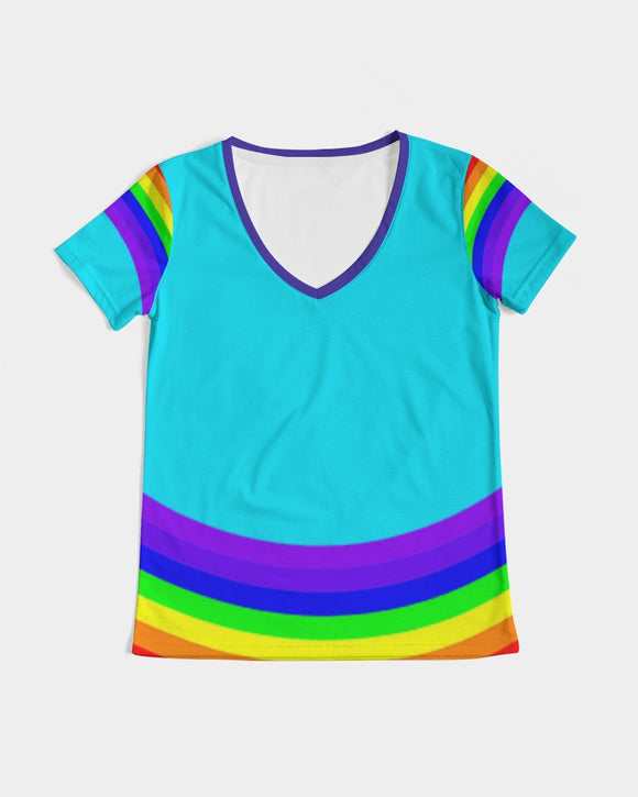 Rainbowbrite Aqua Ladies V-Neck Tee