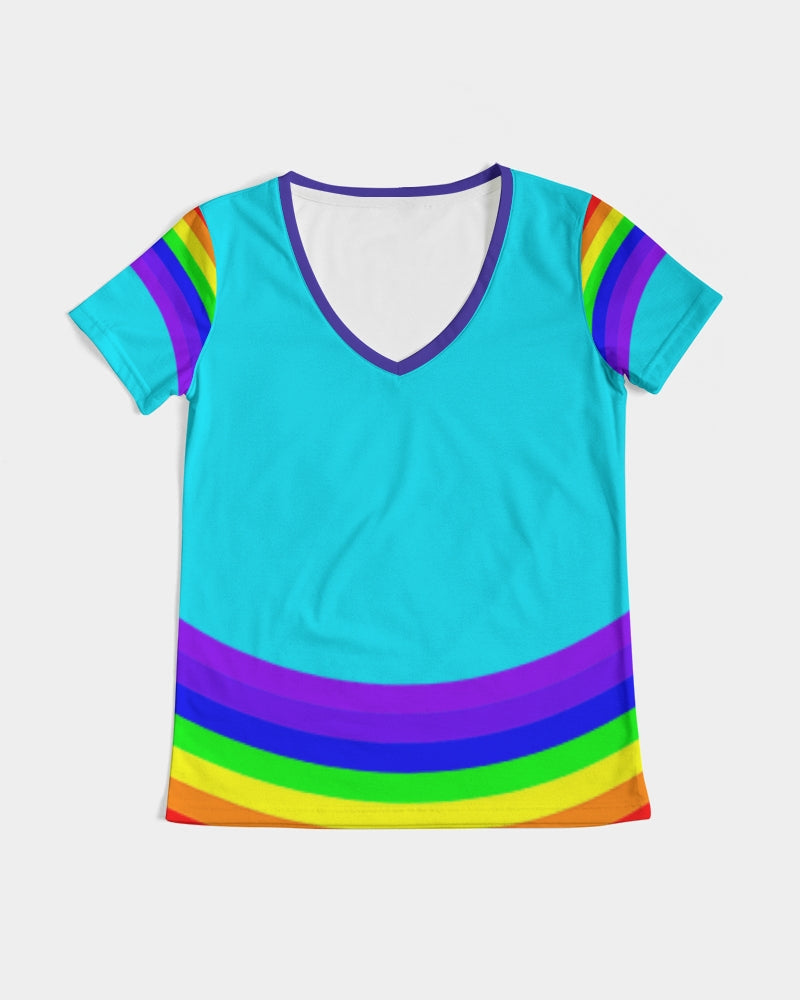 Rainbowbrite Aqua Ladies V-Neck Tee