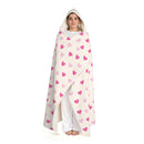 Pink Hearts Hooded Sherpa Fleece Blanket-1