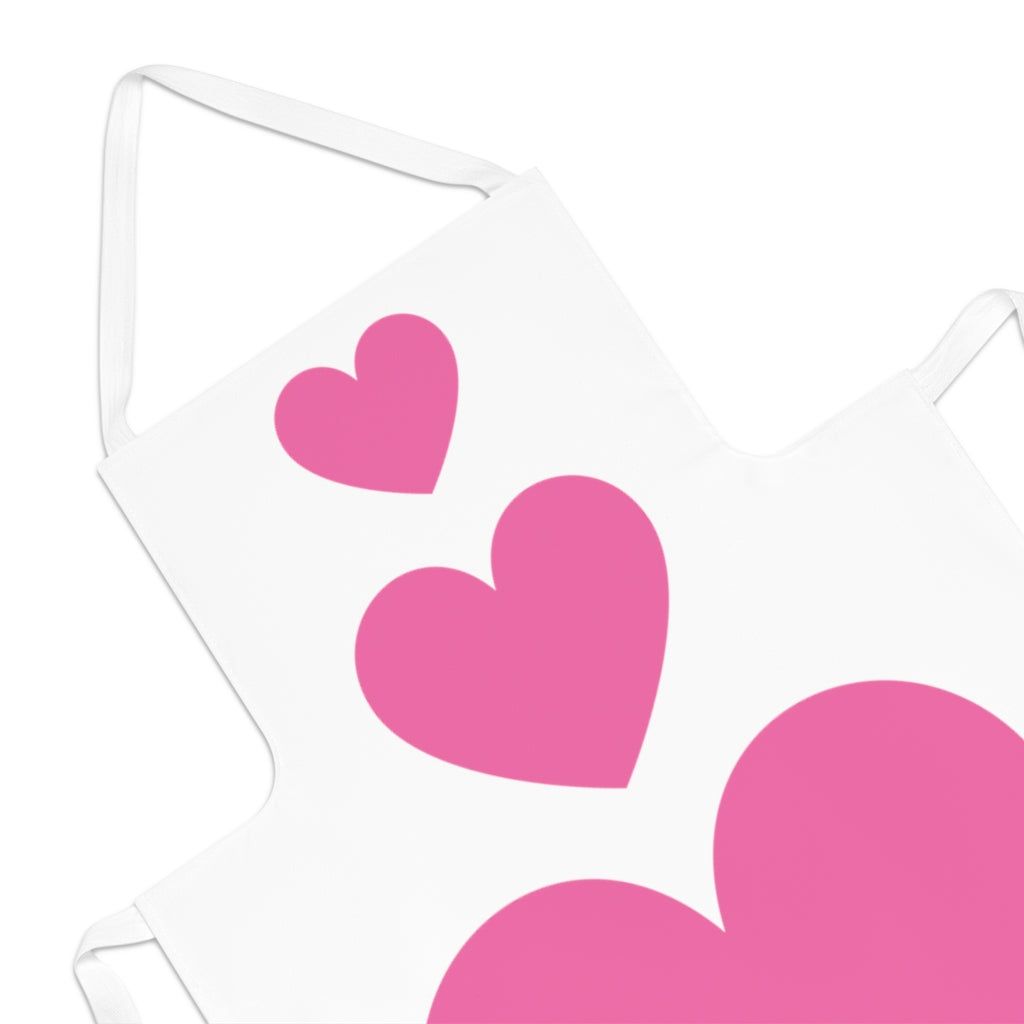 Pink Hearts White Adult Apron