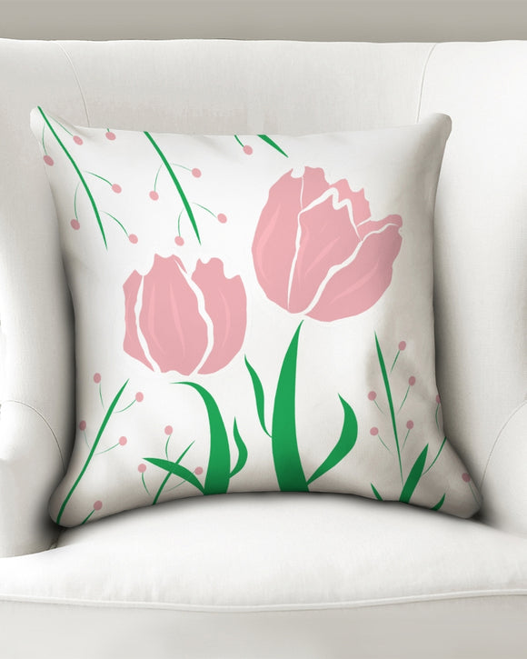 Peach Tulip Vine 18x18 Throw Pillow Case