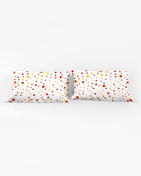 Red and Yellow dot world Queen Pillow Case