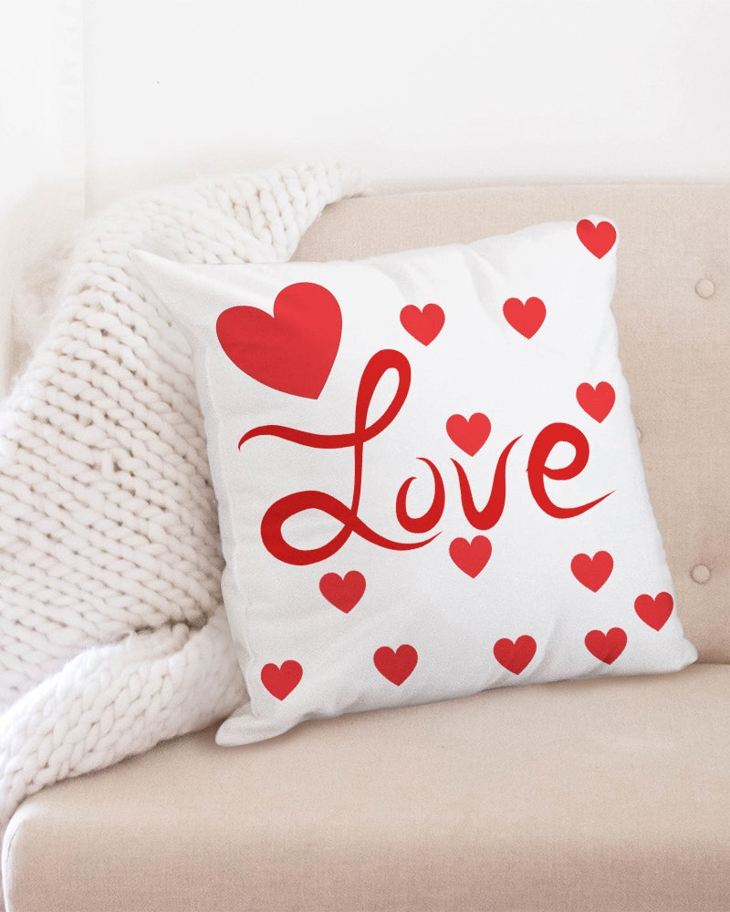 Valentine's Red Hearts LOVE 20x20 Throw Pillow Case - 0