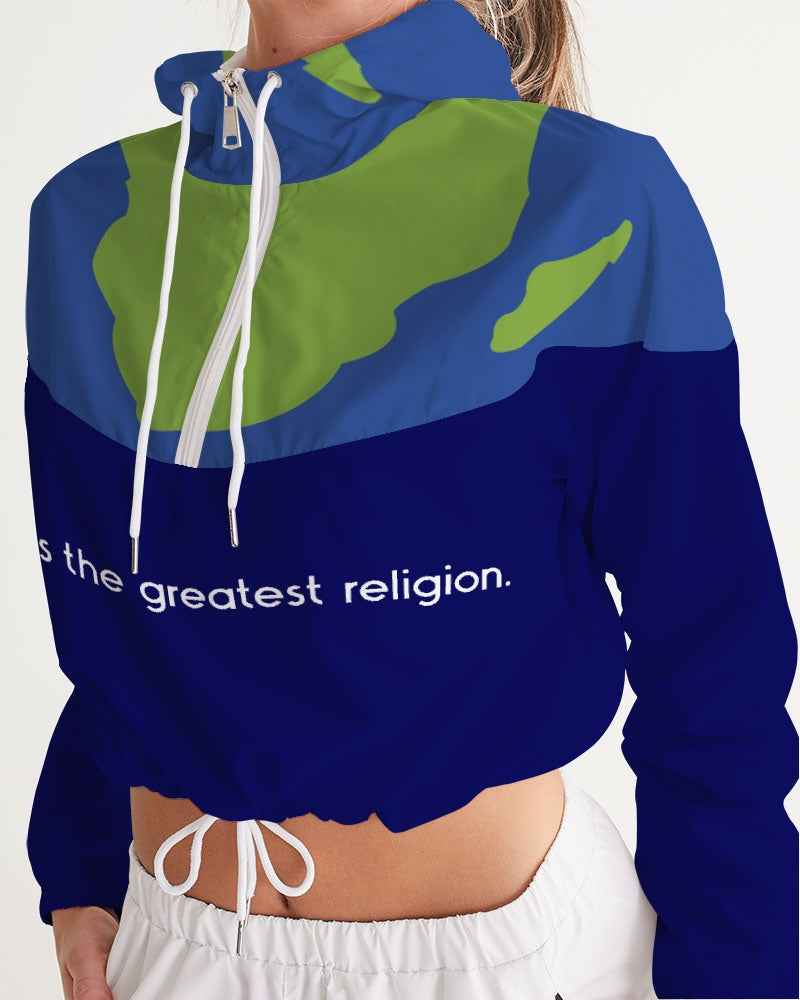 Love Is The Greatest Religion Ladies Cropped Windbreaker - 0