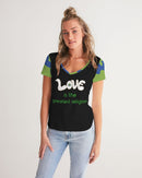 Love Is The Greatest Religion Ladies V-Neck Tee (QR CODE ON BACK FOR BRAND SUPPORTERS)-4