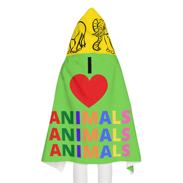 I LOVE ANIMALS Kids Hooded Towel - 0
