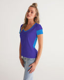 Blue Turqu Ladies V-Neck Tee-3