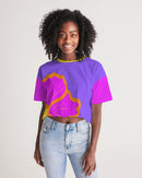 Cali Flower Ladies Lounge Cropped Tee-4