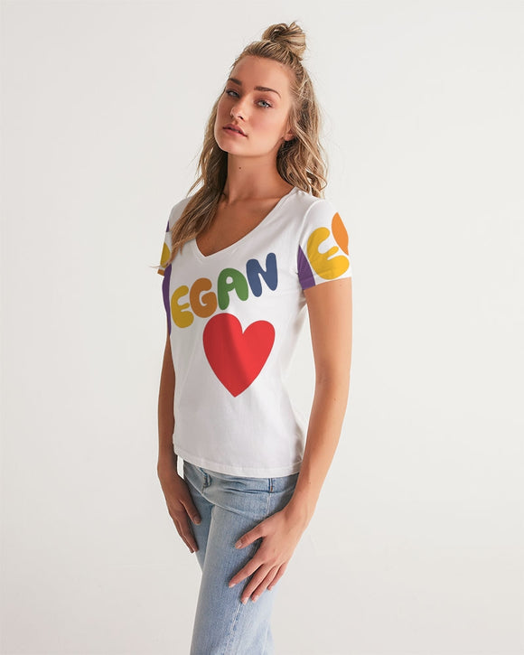 Vegan Heart Ladies V-Neck Tee